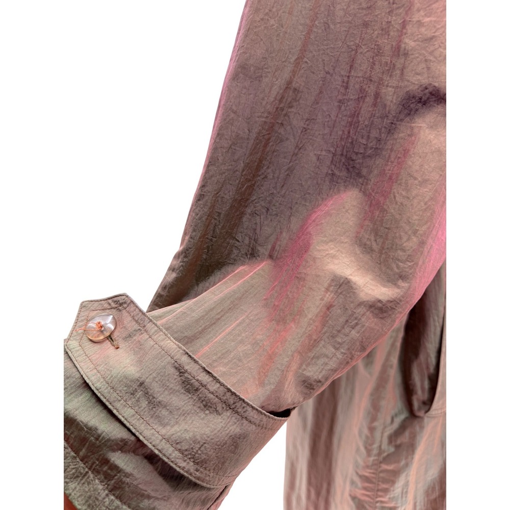 Vintage 90s Jones New York Trench Coat Sm Iridescent Pink Green Fairy Whimsical - Picture 8 of 13